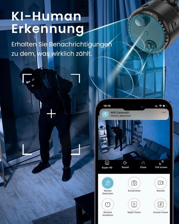 Produktbild Hycency Mini WLAN Überwachungskamera mit 4K und Nachtsicht