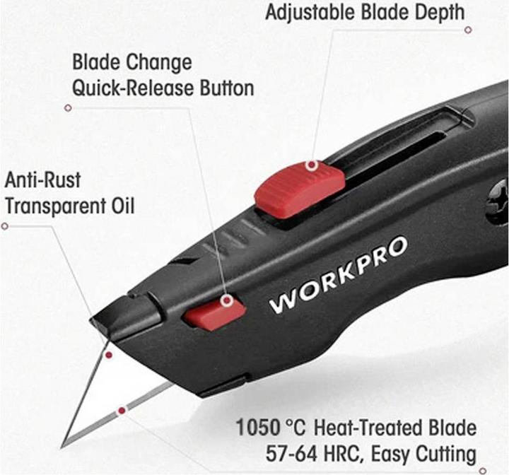 Produktbild Workpro WP200005WE Universalmesserset, 3-teilig mit 3 zusätzlichen Kling