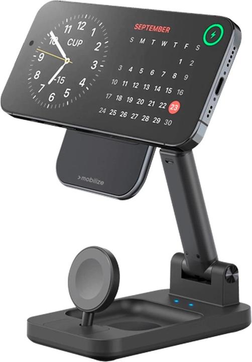 Productafbeelding Mobilize 3-In-1 draadloze magnetische oplader 15W zwart (15 W)