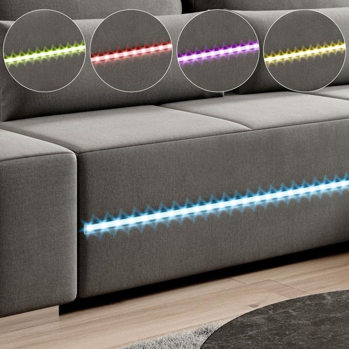 Actual product image Juskys Davos sofa with LEDs & sleep function (Sofa landscape)