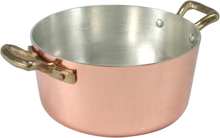 Produktbild Baldassare Agnelli Handgehämmerte vertindete Kupferpfanne mit Messinggriffen (Bratpfanne, Kochtopf, Kupfer)