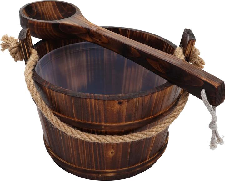 Swisshandel24 Sauna bucket with insert, sauna accessories sauna bucket sauna ladle infusion, pine wood 3,5 L -