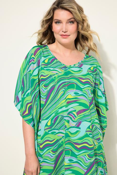 Produktbild Miamoda Kaftan, Boxy Fit, Chiffon, tropischer Druck, V-Ausschnitt (44, 46)