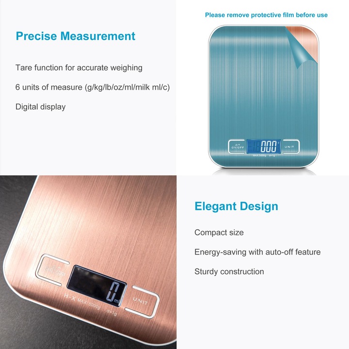 Actual product image Intirilife Digital Kitchen Scale in ROSÉ GOLD