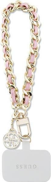 Actual product image Guess GUOUCHSAMC4P Universal Hand Strap różowy/pink Saffiano Chain 4G Charm