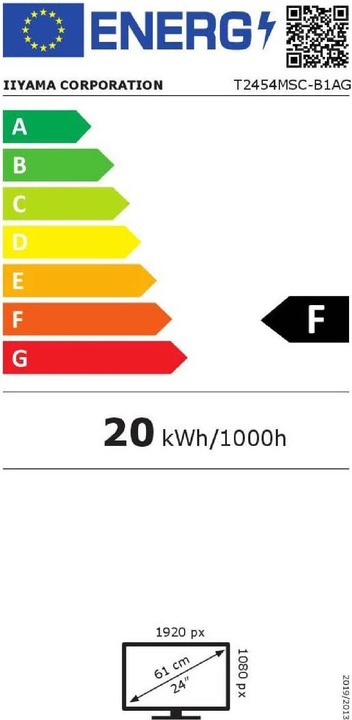 Energy Label iiyama ProLite T2454MSC-B1AG (1920 x 1080 pixels, 24")