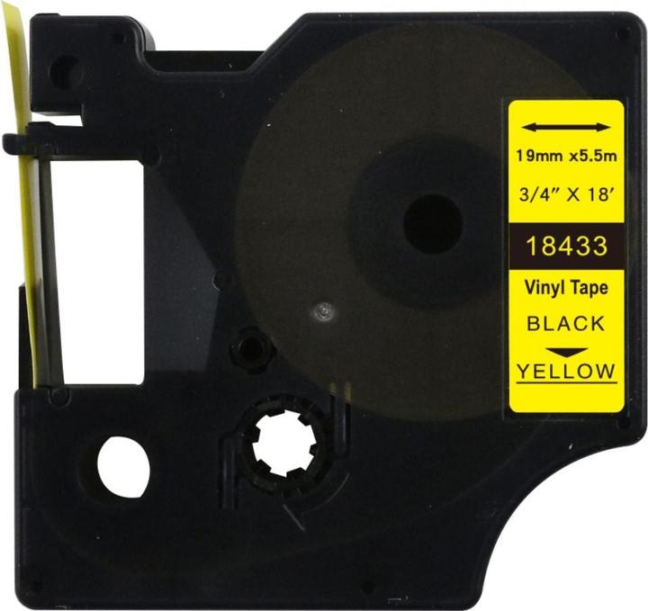 Actual product image Hermex Alternatives Etikettenband zu Dymo 18433 / S0718470 Vinyletiketten (1.90 cm, Black, Yellow)