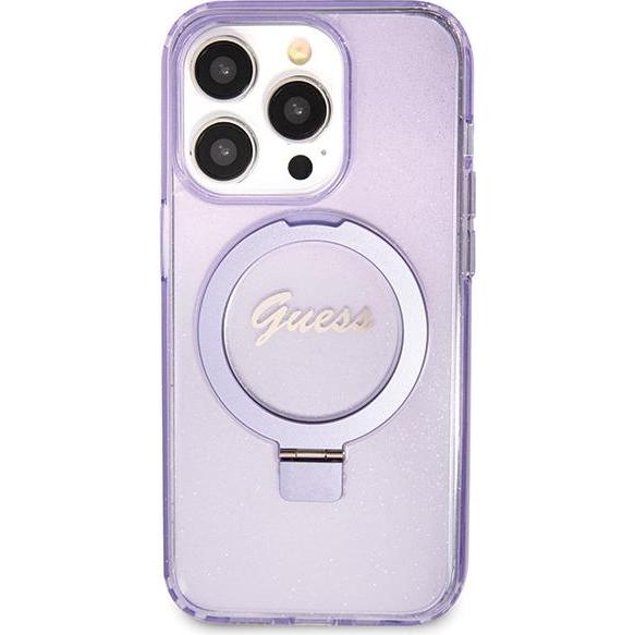 Guess GUHMP13XHRSGSU iPhone 13 Pro Max 6.1" fioletowy/purple hardcase Ring Stand Script Glitter MagS (Apple iPhone 13 Pr...