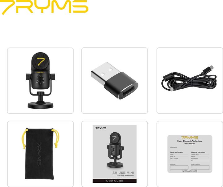 Actual product image 7Ryms Mini Condenser USB Microphone
