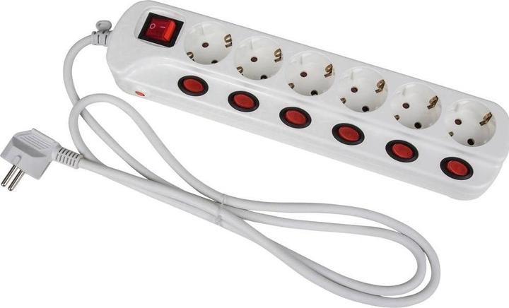 Image du produit Heitronic 45191 Bloc multiprise avec interrupteur 6x blanc contact de protection 1 pce (6x, CEE 7/3, 1.50 m)