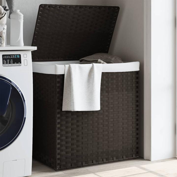 Produktbild VidaXL Wäschekorb mit 2 Fächern Dunkelbraun 53x35x57 cm Poly