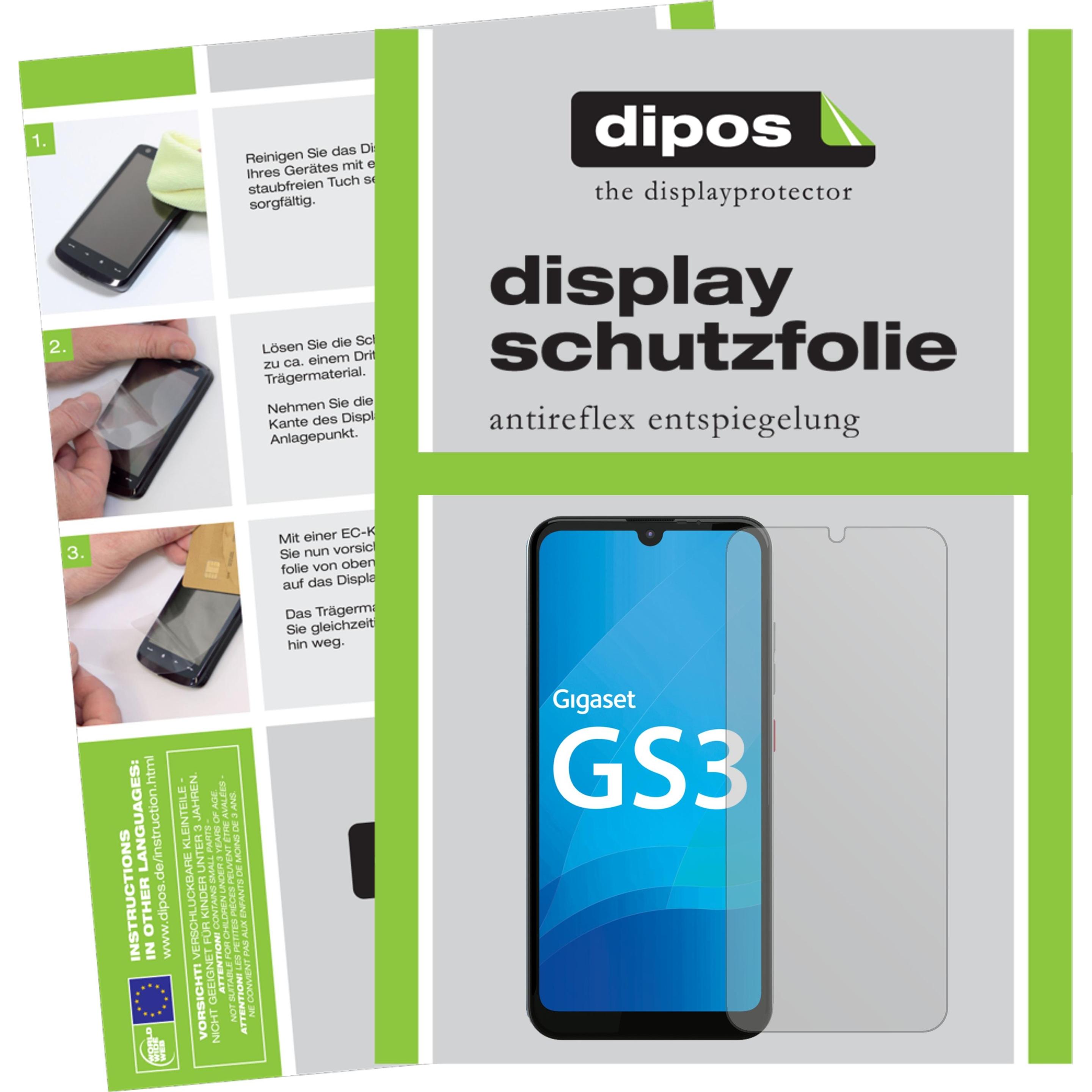 Dipos Displayschutzfolie Antireflex (2 Stück, Gigaset GS3), Smartphone Schutzfolie, Transparent