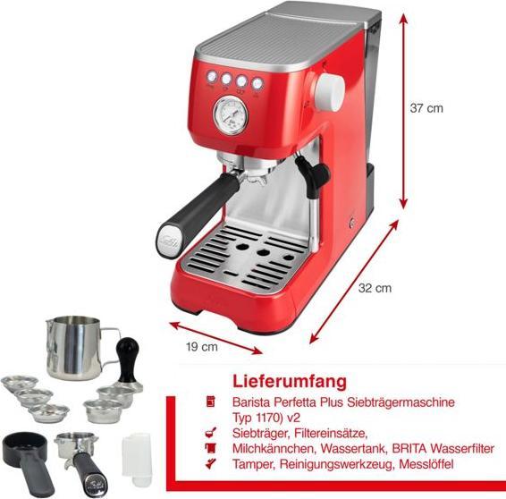 Productafbeelding Solis Barista Perfetta Plus 1016 portafiltermachine rood 980,19