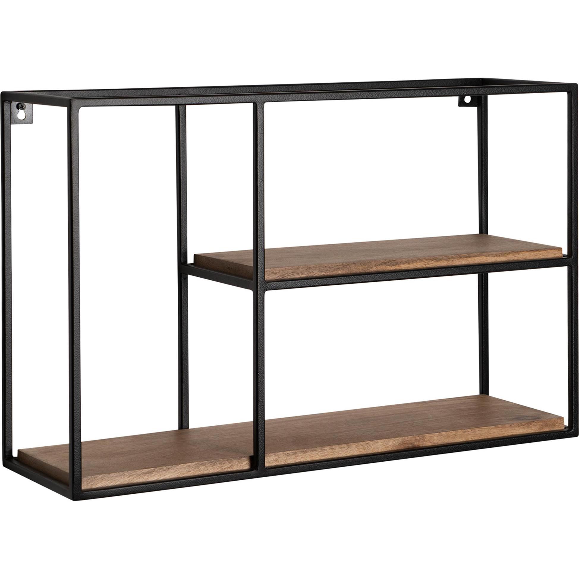 FineBuy, Regal, Wandregal FB92217 Metall Schwarz (60 x 40 x 18 cm)