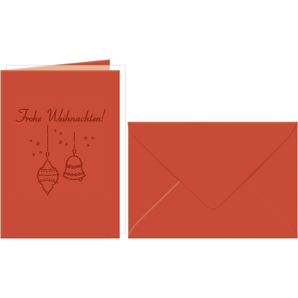 Ursus, Grusskarte + Briefpapier, Doppelkarte A6 gelasert + Kuvert VE=5 Sets Frohe Weihnachten rubinrot (1 Stk.)