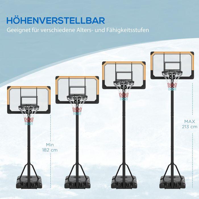 Produktbild Swisshandel24 Basketballkorb Outdoor mit Ständer, 182-213 cm höhenverstellbar, Schwarz