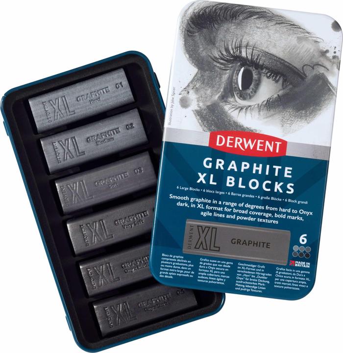 Actual product image Derwent Graphite Xl Blocks Tin Of 6 (601059) (6 x)
