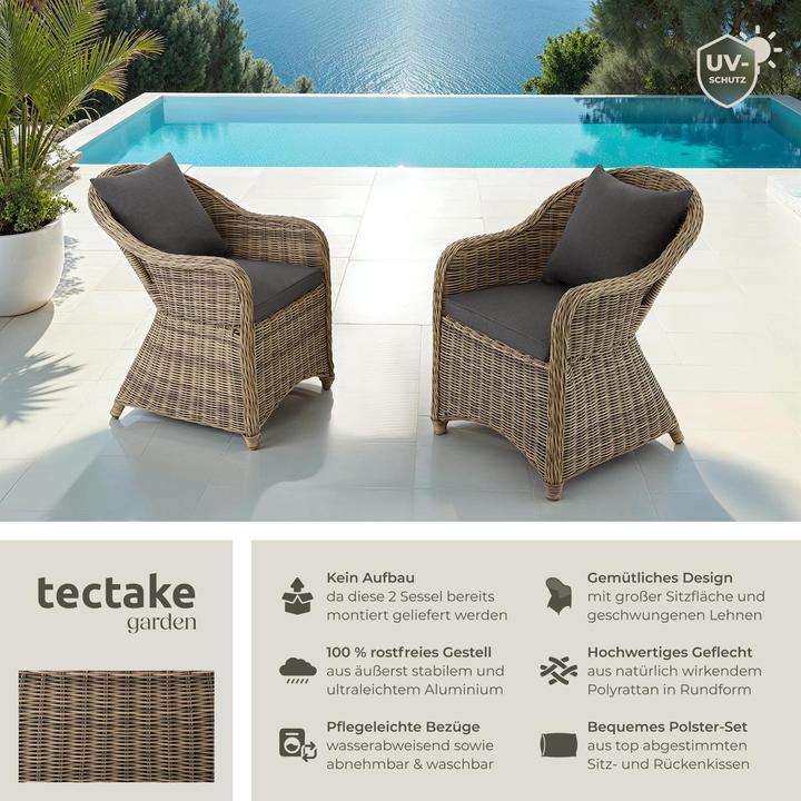 Image du produit tectake Chaise Fauteuil de jardin