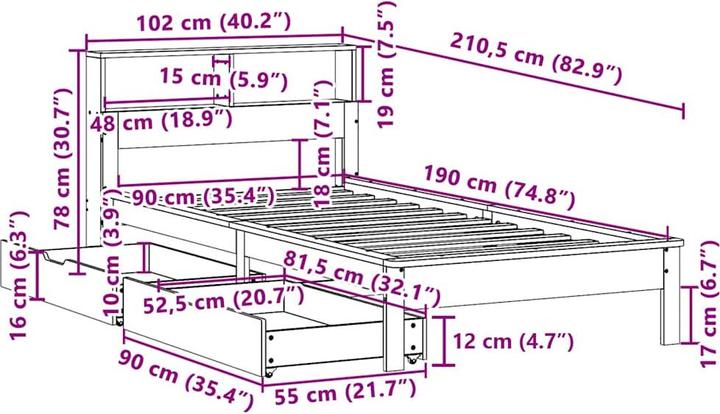 Produktbild vidaXL Bettgestell (90 x 190 cm)