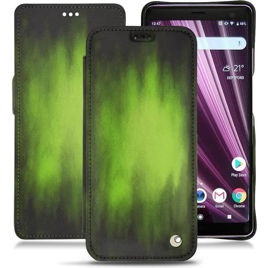 Noreve Lederschutzhülle horizontal (Sony Xperia XZ3), Smartphone Hülle, Grün
