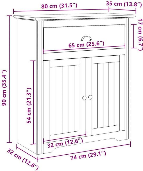 Immagine prodotto vidaXL Flurschrank BODO Grau 80x35x90 cm Flurmöbel Schrank Wohnzimmerschrank (80 x 35 x 90 cm)
