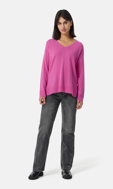 Actual product image Cash-Mere Kaschmir V-Ausschnitt Pullover mit Seitenschlitzen (L)