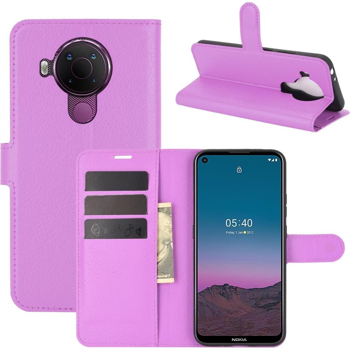 König Design Hülle Handy Schutz für Nokia 5.4 Case Flip Cover Tasche Etuis Bumper Violett Neu (Nokia 5.4), Smartphone Hü...