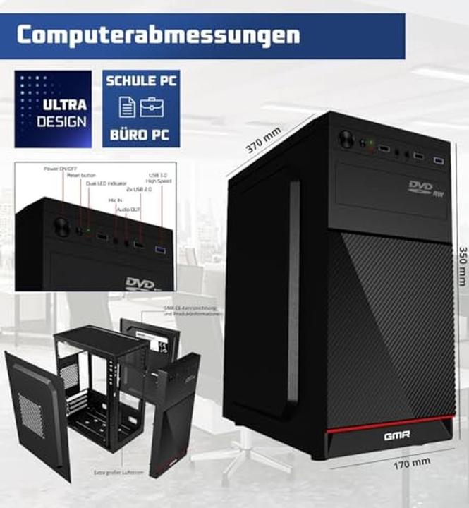 Actual product image GMR Intel Core i7 Multimedia PC with 32GB RAM, 1TB SSD, DVD+RW, USB 3.0, WiFi, Windows 11 Pro (32.77 GB, 1000 GB)