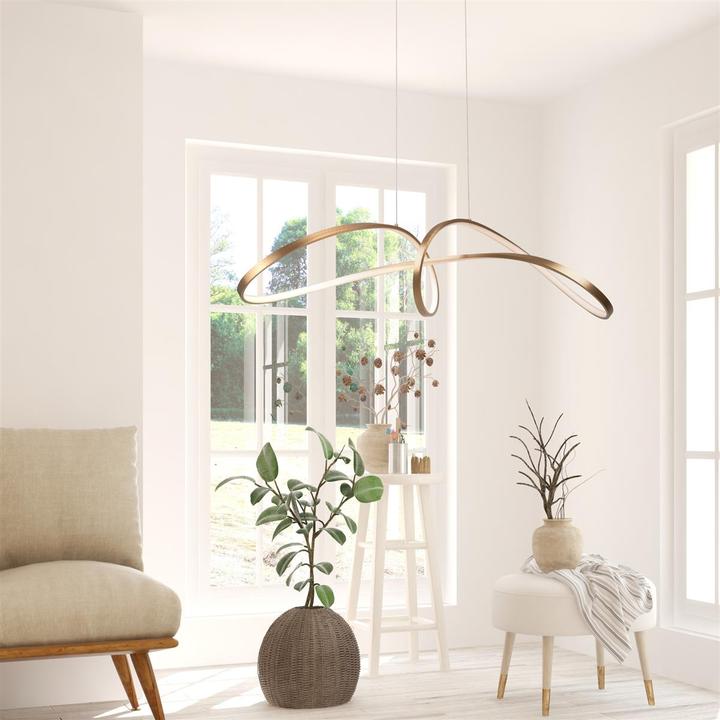 Actual product image Maytoni Curve LED pendant light, pendant light 42W gold colour 85Ra neutral white (2800 lm)