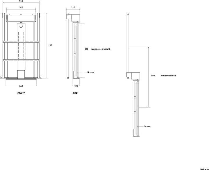 Image du produit DSS Elévateur de plafond TV, 55-75", sans fil, max 40 kg, noir (40 kg, 55" - 75")