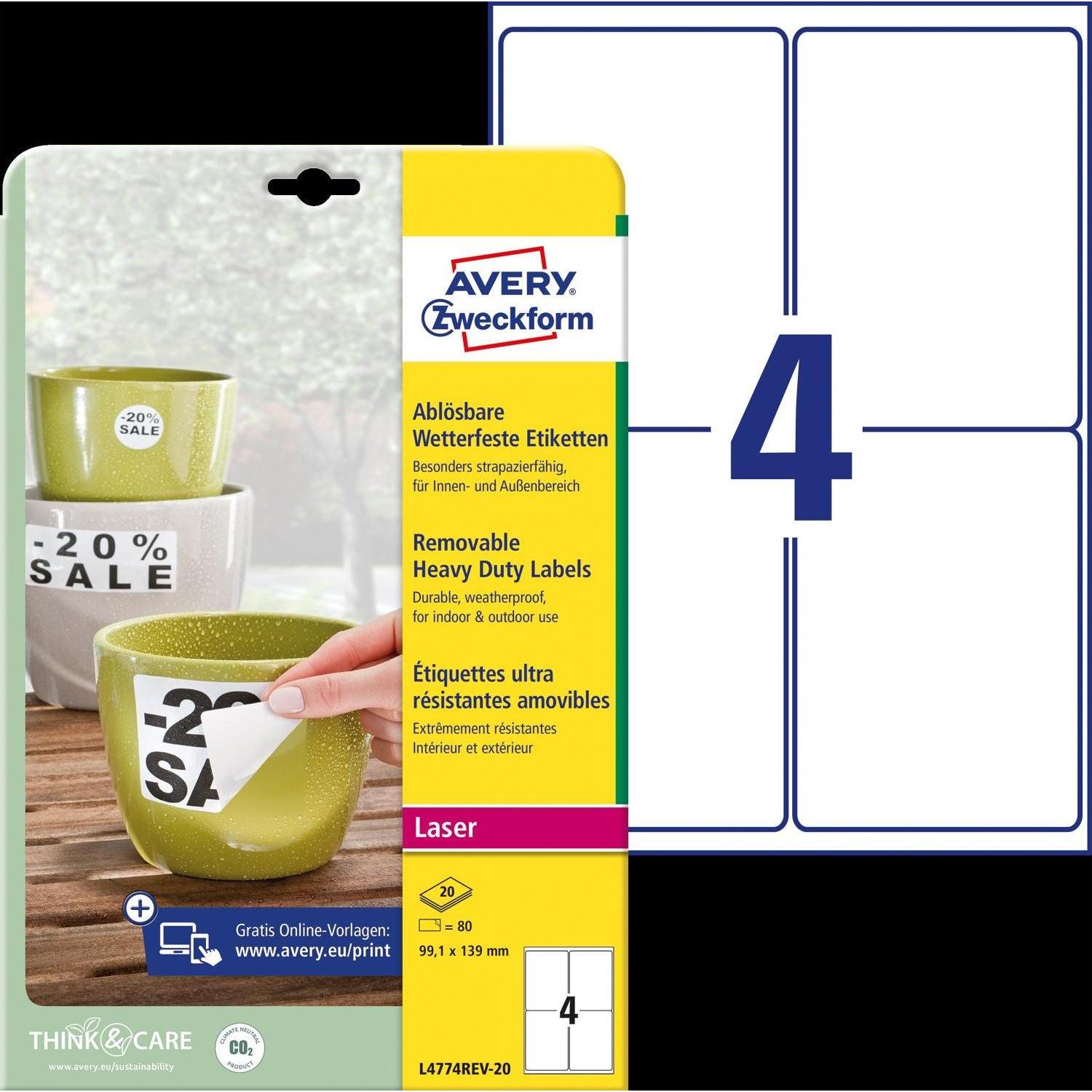 Avery, Etiketten, Wetterfeste Etiketten, ablösbar