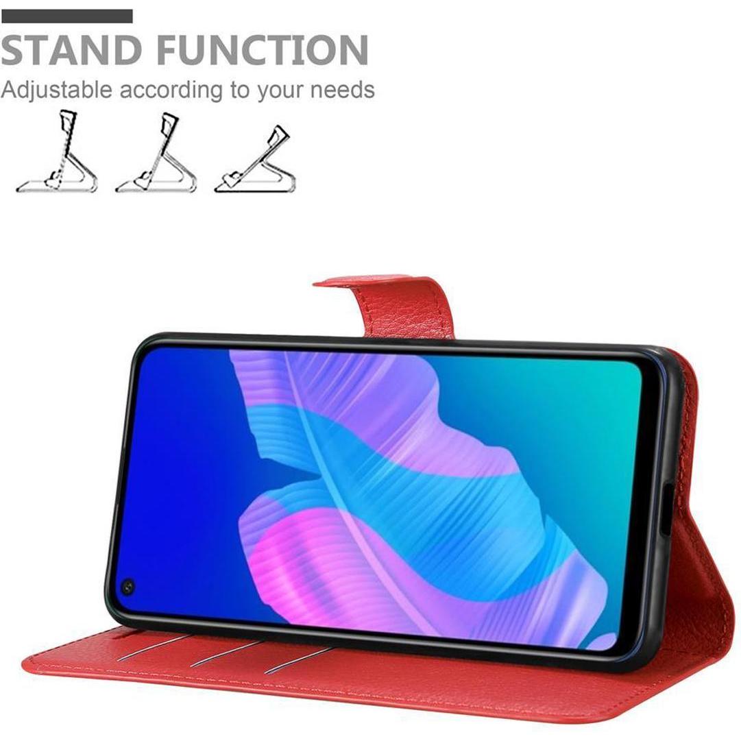 Thumbnail - Cadorabo Book mit Standfunktion Cover (Huawei P40 Lite E), Smartphone Hülle, Rot