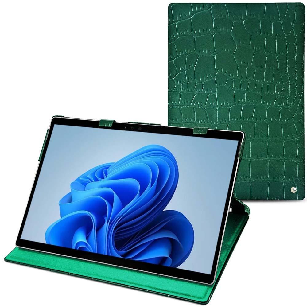 Noreve Lederschutzhülle vertikal (Microsoft Surface Pro 8), Tablet Hülle, Grün