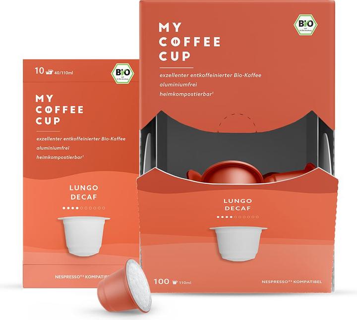Produktbild My-Cups Kaffeekapseln Lungo decaf 100 Stück (100 x Port.)