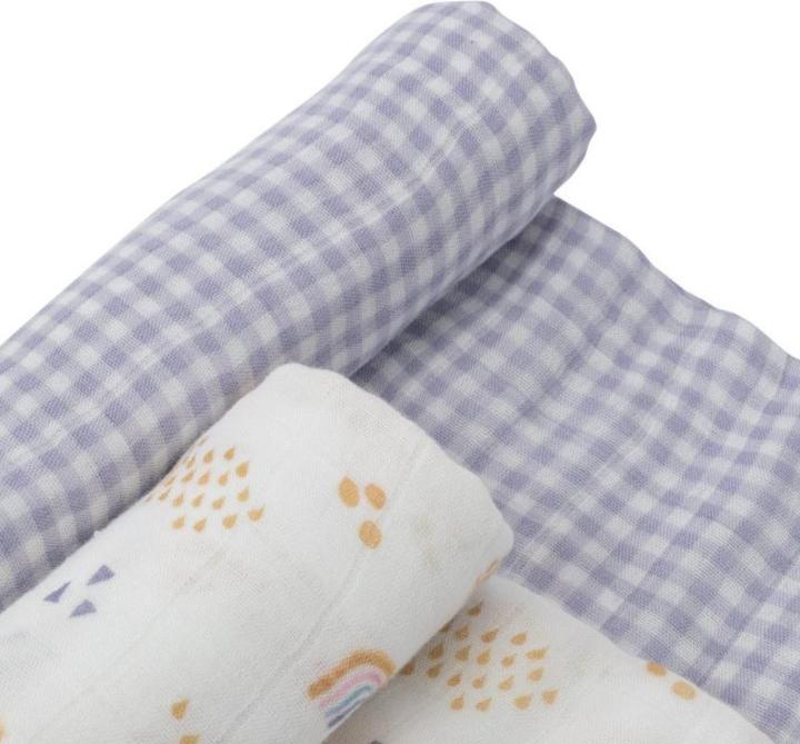 Produktbild little unicorn Deluxe Muslin Swaddle 2 Pack - Rainbow Gingham (120 cm, 120 cm)