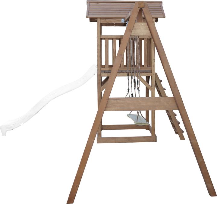 Produktbild Axi Beach Tower Spielturm mit Doppelschaukel braun - weisse Rutsche