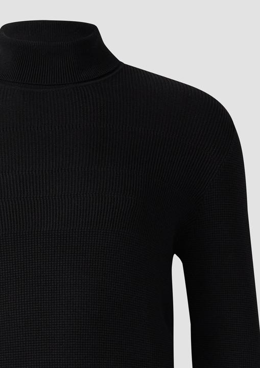 Produktbild s.Oliver Strickpullover Strukturmix-Pullover aus reiner Baumwolle mit Rollkragen (4XL)