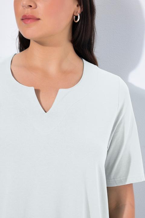 Immagine prodotto Ulla Popken T-shirt dal taglio svasato con scollo a tunica e mezze maniche (42, 44)