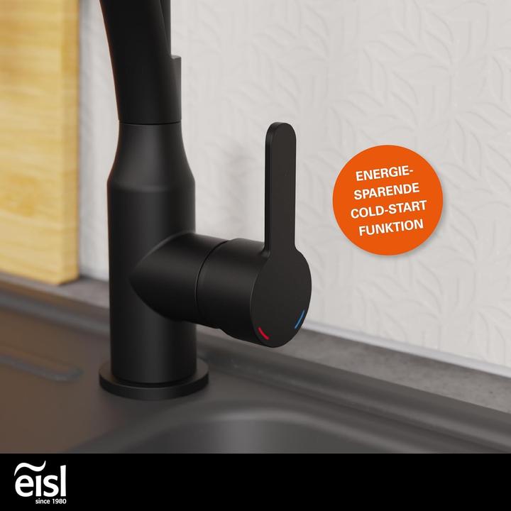 Actual product image Eisl Kitchen tap CARNEO Sink mixer Black matt Black Spray Pull-out Swivelling NI183CARB