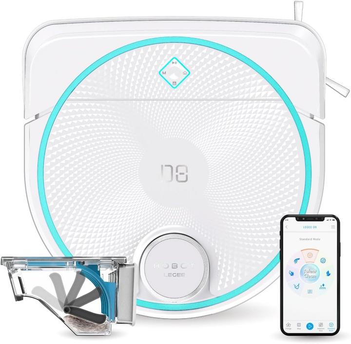 Actual product image Hobot 4-in-1 Robot Vacuum and Mop with 1300 scrubs/min, 4900 Pa suction, carpet detection (4900 Pa, Wiping cloth)