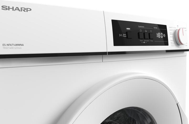 Produktbild Vestel Sharp Waschmaschine ES-NFA714WWNA-DE 7kg/1400Umin wh A (Speditionsversand) (7 kg, Links)