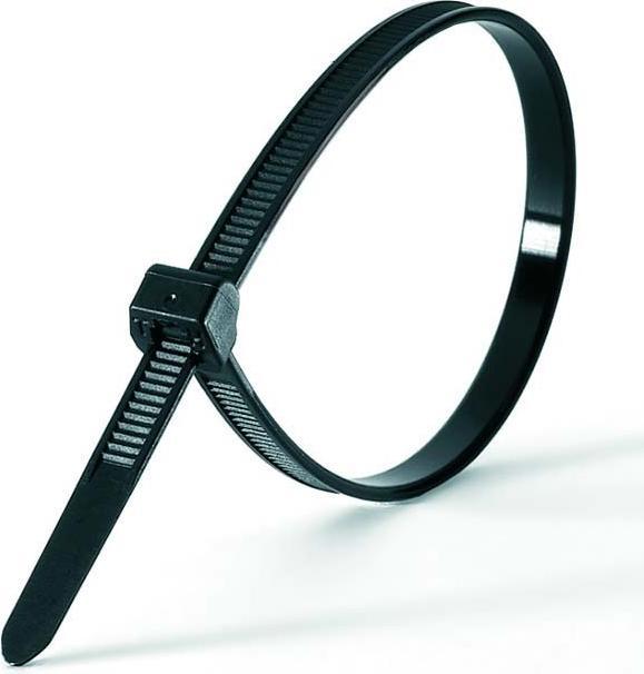 Produktbild HellermannTyton Kabelbinder schwarz 385 mm x 4.6 mm, 118-05900 (Metallkabelbinder, 384 mm, 100 Stk.)