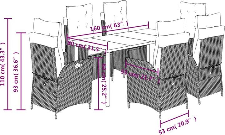 Produktbild vidaXL Garten Essgruppe (160 x 80 x 74 cm)
