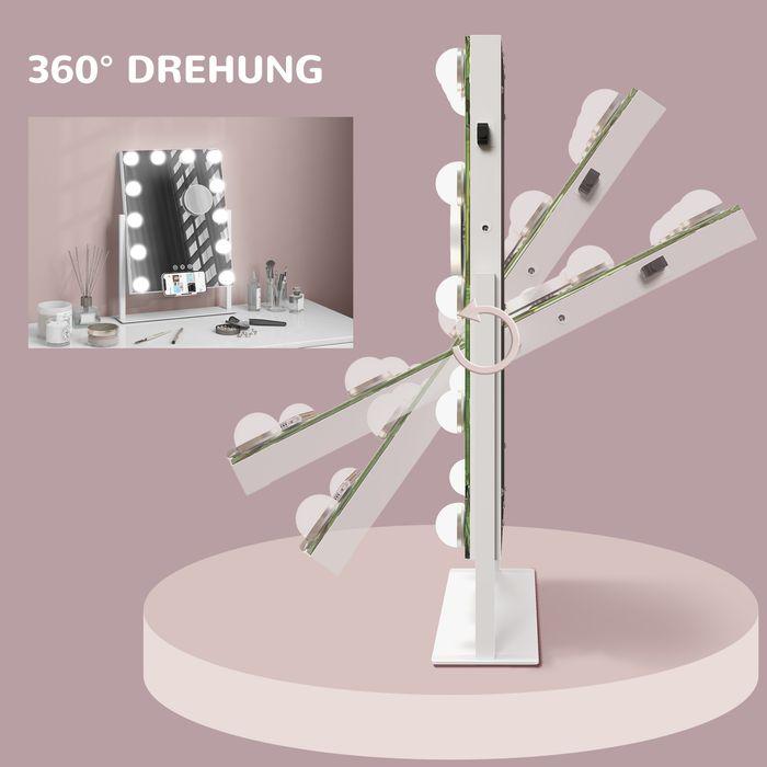 Actual product image Swisshandel24 LED vanity mirror, 3 light modes, dimmable, touch control, USB, 37x46 cm, white