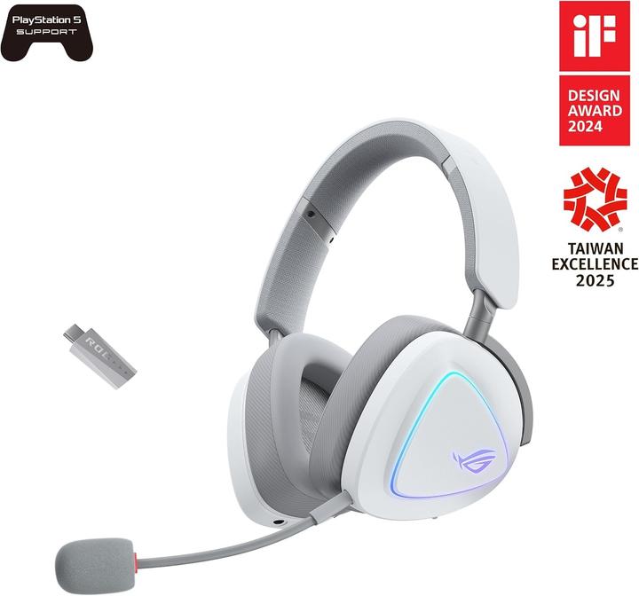 Produktbild ASUS Headset ROG Delta II WHT (Kabelgebunden, Kabellos)