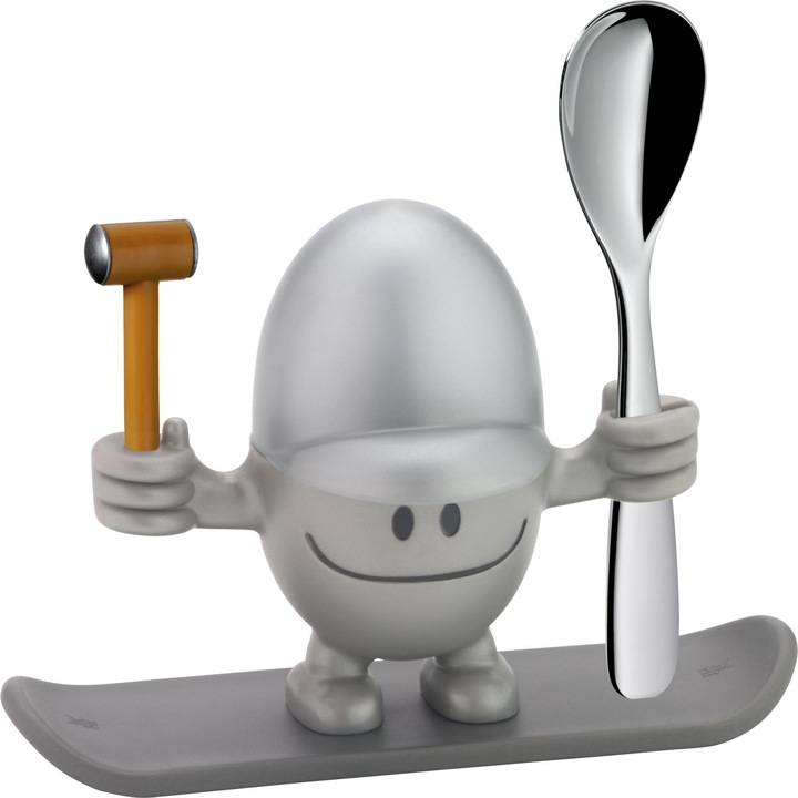 Produktbild WMF Eierbecher mit Löffel lustiger Eierbecher Kinder Kunststoff McEgg silber (1 x)