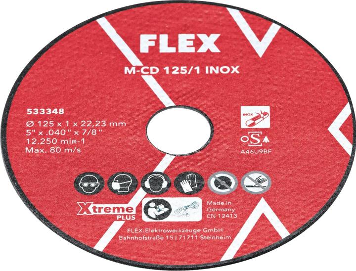 Flex-Tools Zubehör 533348 M-CD 125/1 INOX Trennscheibe 125 x 1 mm 10 Stück