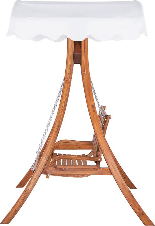 Produktbild Beliani Gartenschaukel Lärchenholz dunkelbraun Sonnendach beige ANDRIA