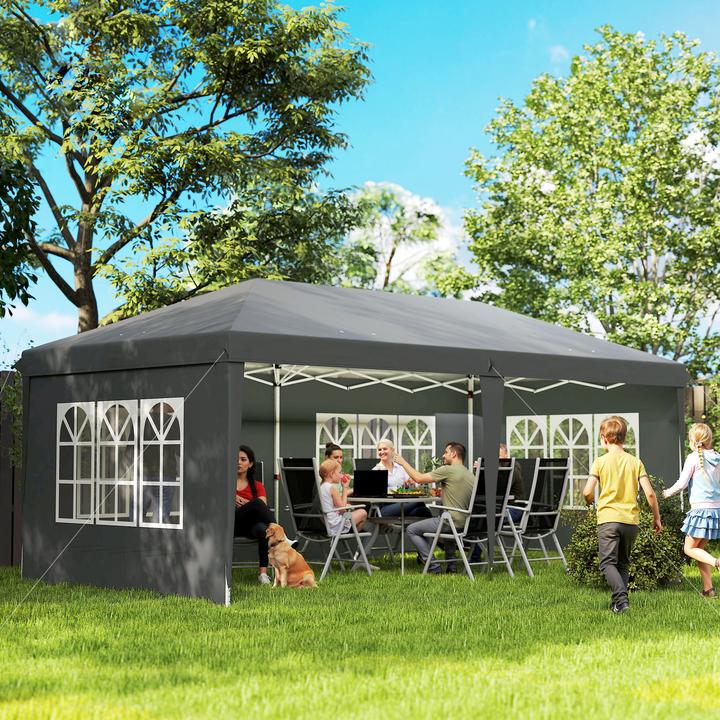 Actual product image Outsunny Faltpavillon Stahl, Polyester Grau (585 cm, 295 cm)