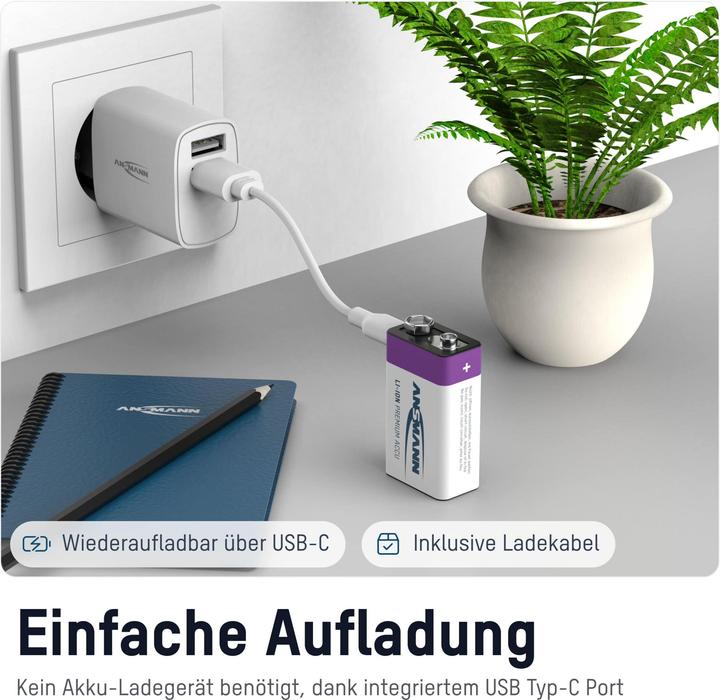 Produktbild Ansmann Premium Rechargeable (1 Stk., 9V Block, 400 mAh)